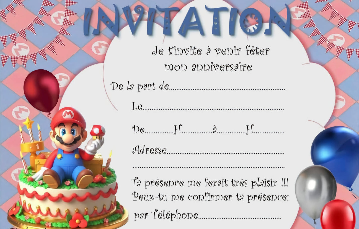 Lot de 10 Cartes d'invitation Disney