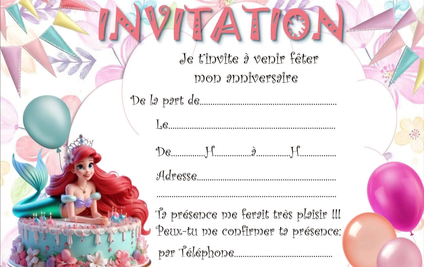 Lot de 10 Cartes d'invitation Disney