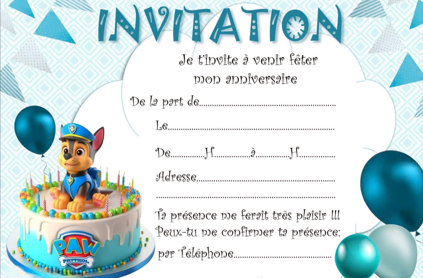Lot de 10 Cartes d'invitation Disney