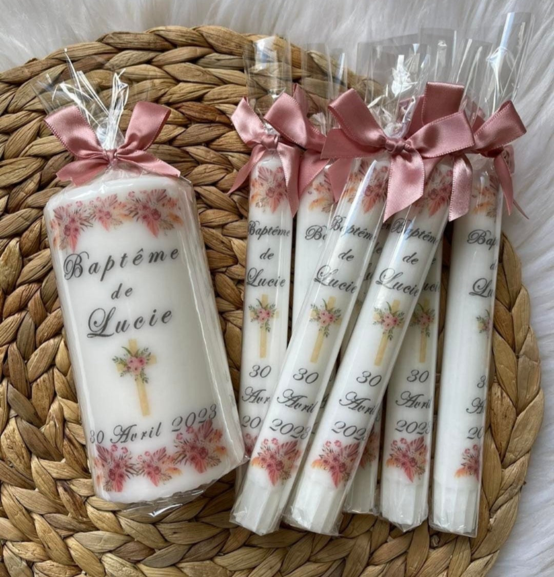 Bougies personnalisé baptêmes/mariage