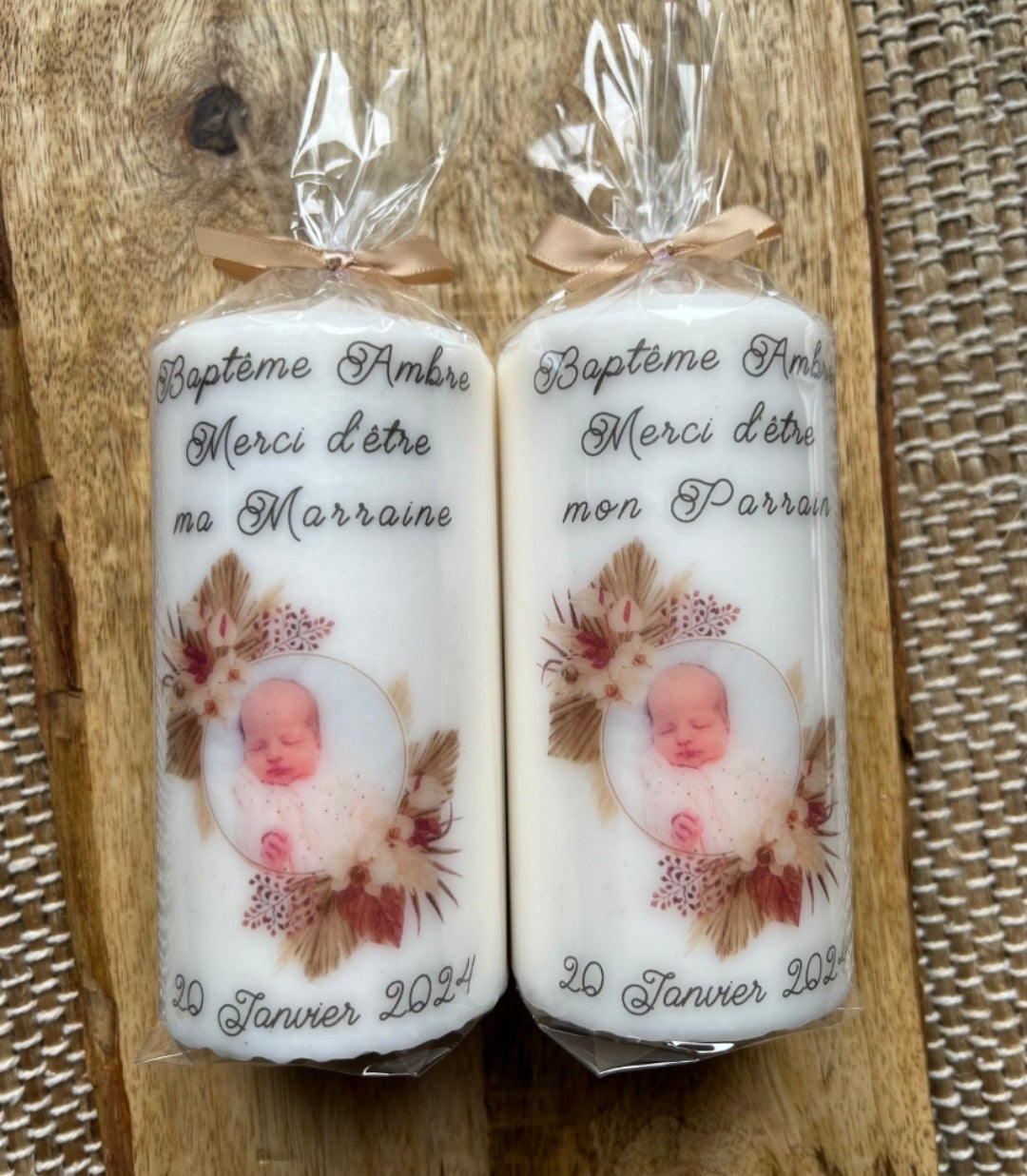 Bougies personnalisé baptêmes/mariage