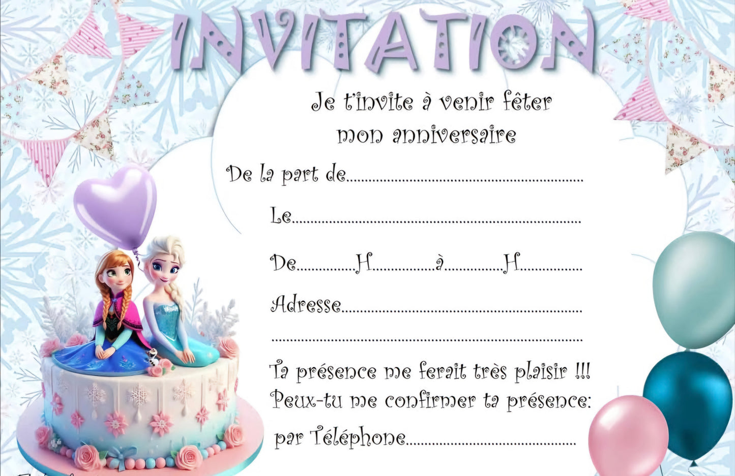 Lot de 10 Cartes d'invitation Disney